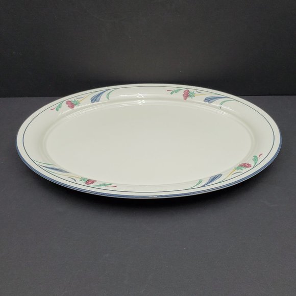 Lenox Chinastone Poppies on Blue Serving Platter Large Oval Dish - Picture 7 of 8
